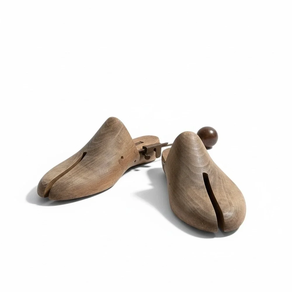 Vintage Wooden‎ Shoe Trees Stretchers Adjustable Metal Hardware Pair
